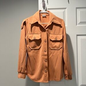 Womens Long sleeve Top With Pockets Hilton Head Sportswear Orange Size 11/12 80s